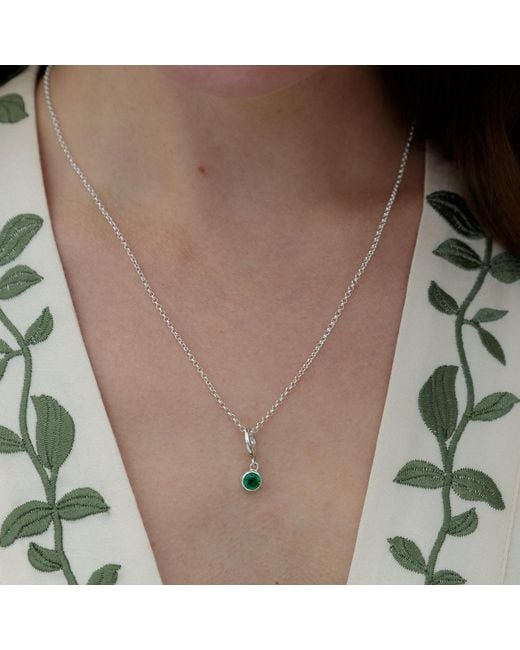 Lily Charmed Metallic Sterling May Birthstone Charm Necklace