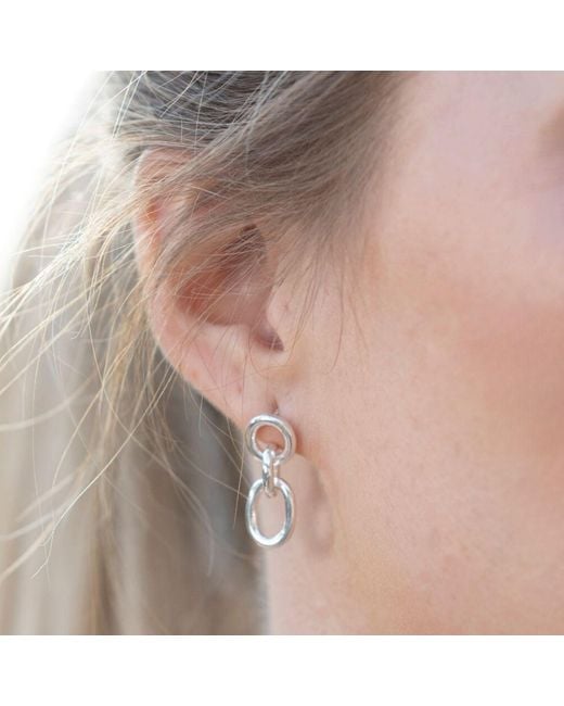 FV Jewellery White Bijoux Triple Link Earrings