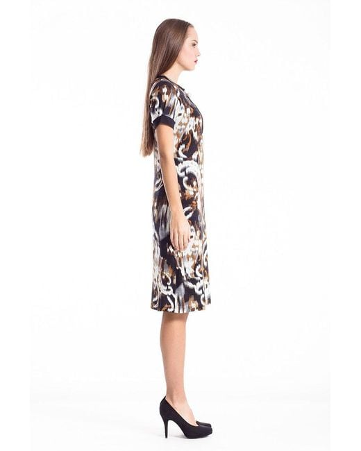 Conquista Black Allover Print A Line Dress