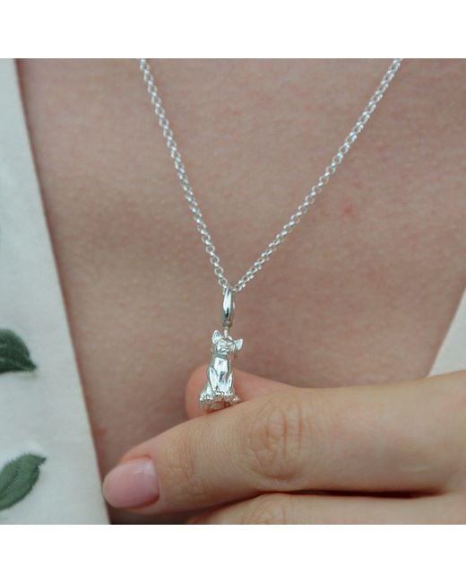 Lily Charmed Metallic Sterling Cat Charm Necklace