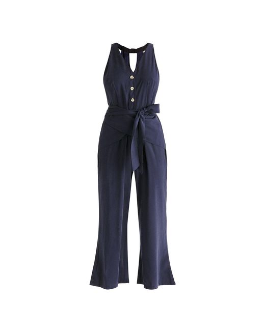 Paisie Blue Waist Tie Jumpsuit