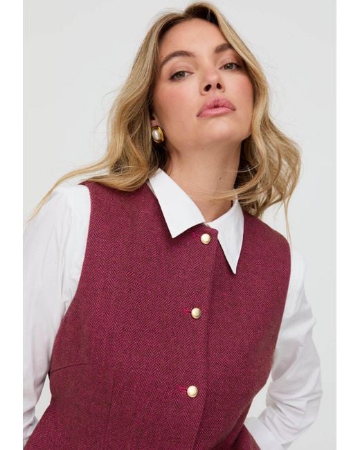 Lily and Lionel Purple Pandora Tailored Herringbone Print Waistcoat
