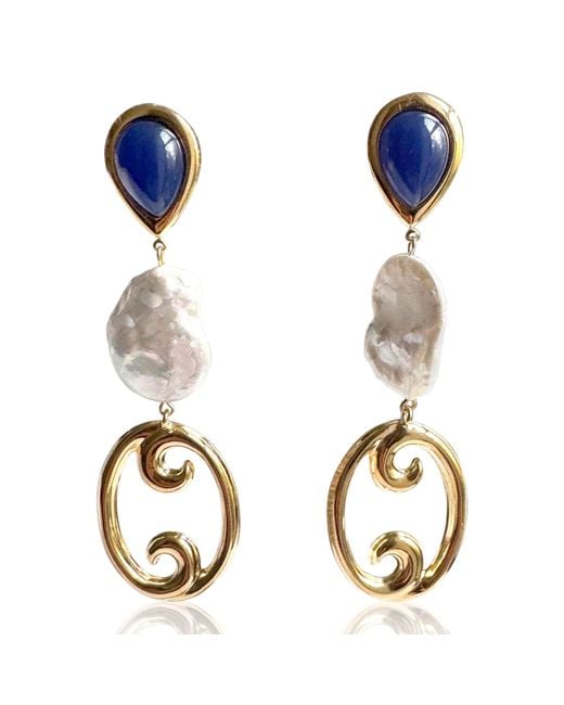 Laura Gray Metallic Serena Baroque Pearl Earrings