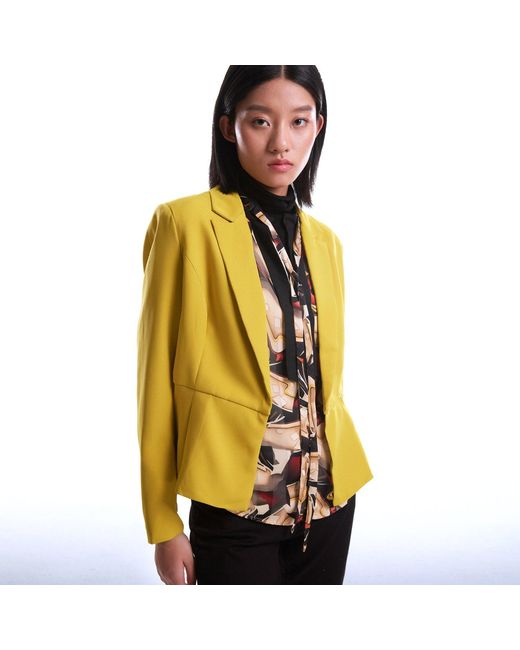 Smart and Joy Yellow Pleated Skirt Tailor Jacket