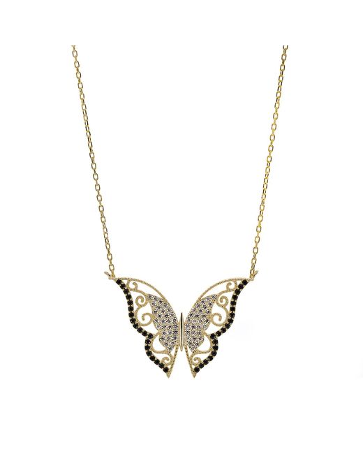 Ebru Jewelry Metallic Gold Sparkly Joyful Butterfly Necklace