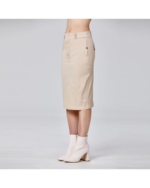 Smart and Joy Natural Neutrals Pencil Cotton Skirt