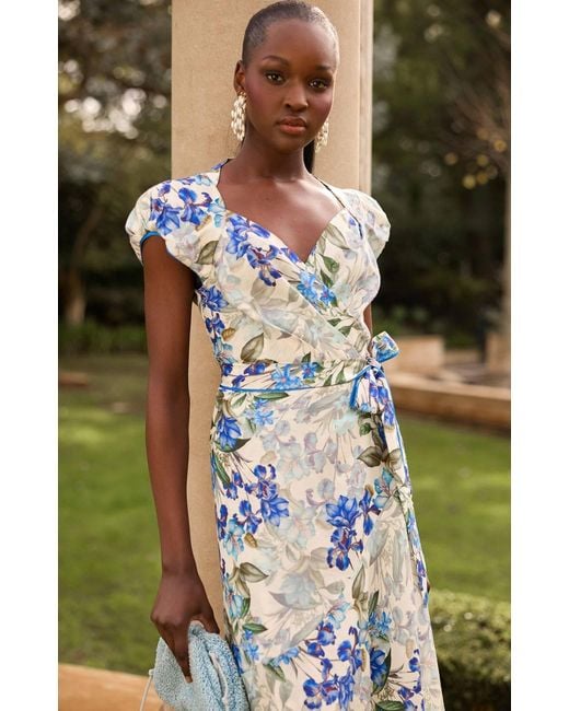 SACHA DRAKE Blue Mariette Wrap Dress