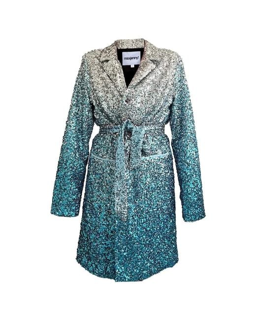 Maxjenny Blue Sequin Coat
