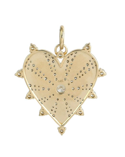 Artisan Metallic Natural Diamond In 14k Solid Yellow Gold Heart Design Fashionable Pendant