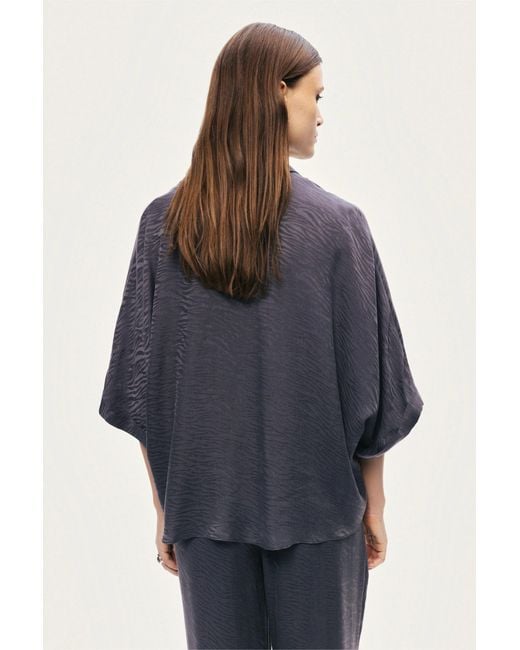 Nocturne Blue Relaxed Short-Sleeve Textured Shirt