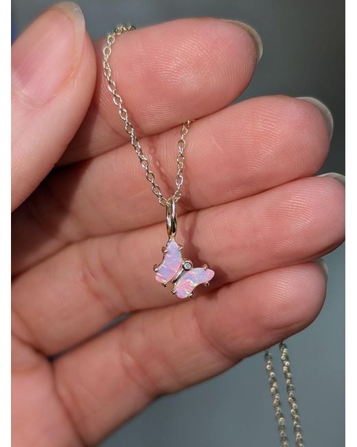 KAMARIA Metallic Mini Opal Butterfly Charm Necklace