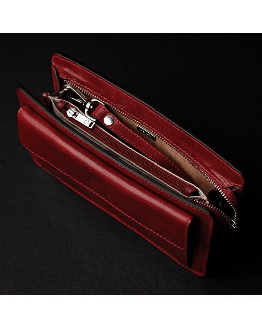Time Resistance Red Leather Clutch Purse for men