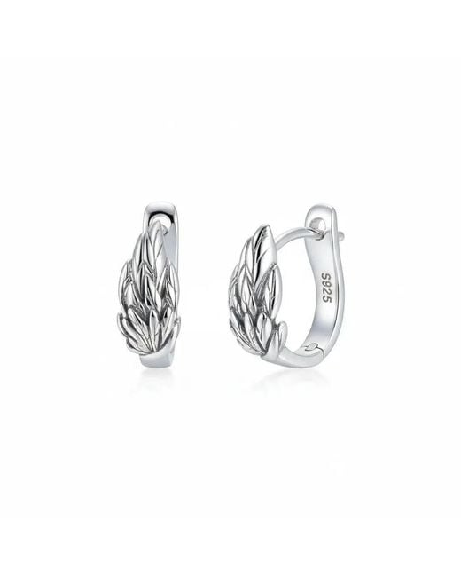 Angel Barocco Metallic Angel Wing Sterling Hoop Earrings