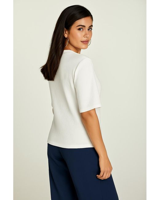 Conquista White Oversized Mercerized Cotton T-Shirt With Elbow-Length Sleeves