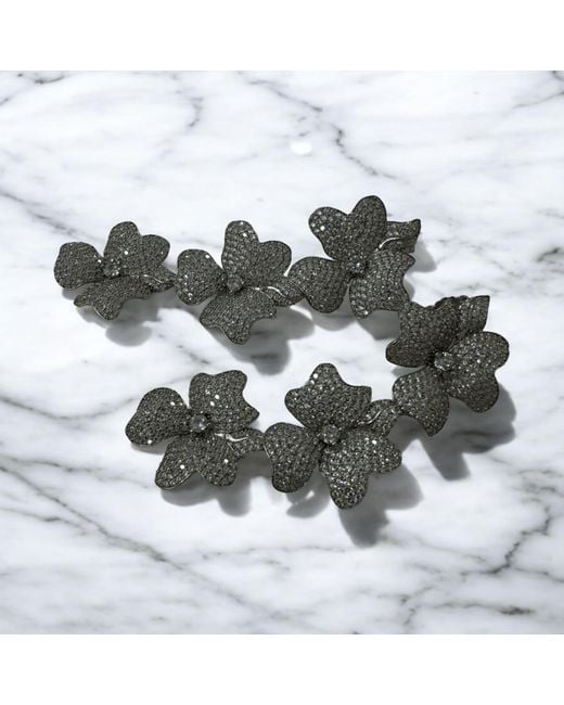 Latelita London White Jasmine Flower Triple Drop Earrings Silver