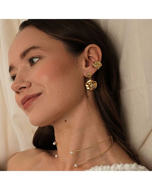 LINYA JEWELLERY Metallic Lora Dangle Round Amorphous Earring