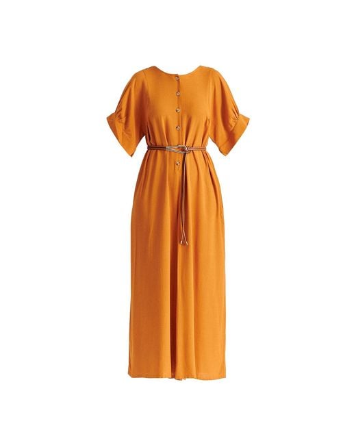 Paisie Orange Relaxed Fit Wide Leg Jumpsuit With Belt