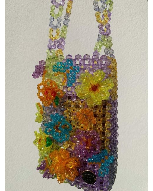 Tillie Beads Metallic Blooming Butterflies Beaded Crossbody Bag