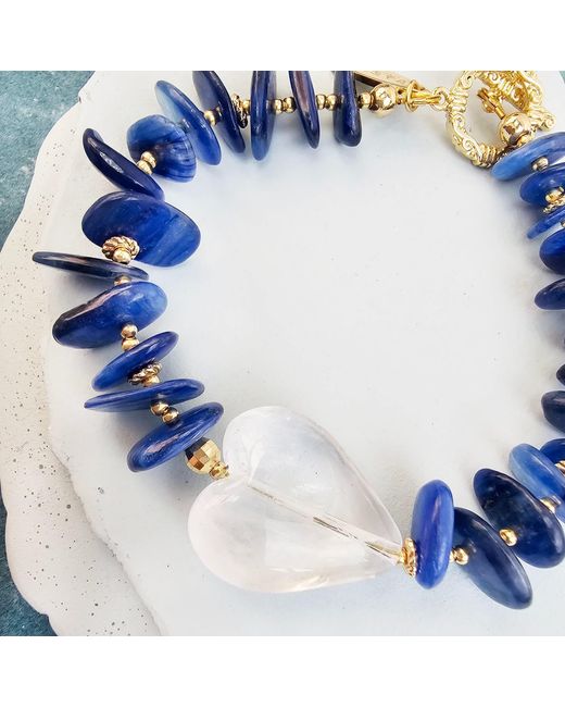 Farra Blue Kyanite With Heart Quartz Bracelet
