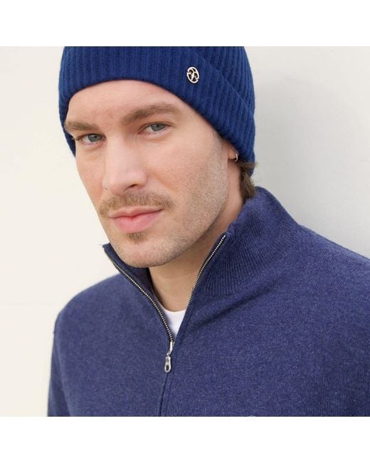 Bel Cashmere Blue Cashmere Half-Zip Denim Sweater for men