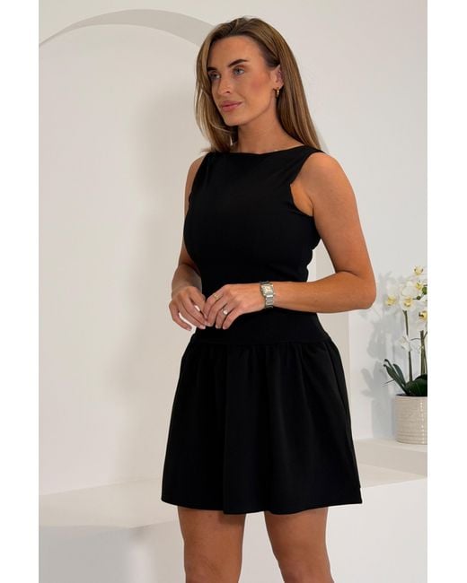 Girl In Mind Black Codi Boat Neck Low Back Mini Dress