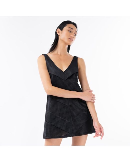 Kim Foley Black Chevron Beach Cover-Up Athletic Mesh Dress