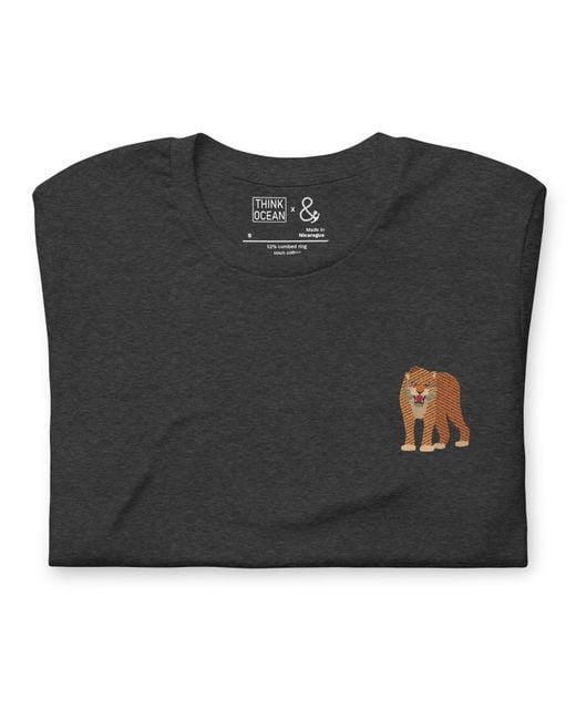 Anchor and Crew Black Heather Think Ocean Tiger Aspirations Cotton Embroidered T-Shirt