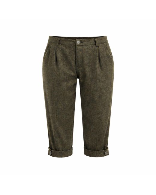 Serotoninn Green Tailored Wool Capri Pants