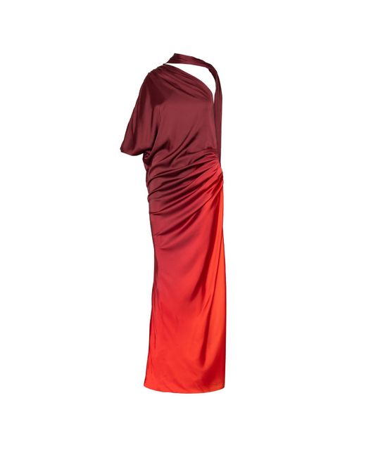 Ofuure Red Dawn Drape Maxi Dress