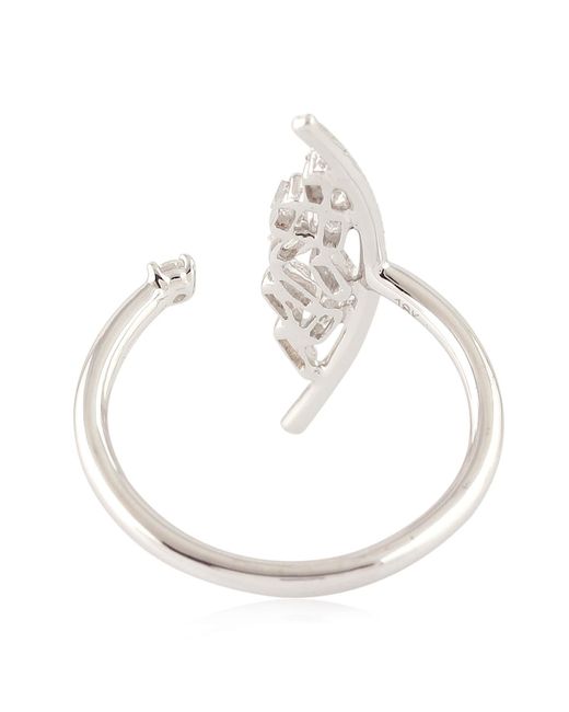 Artisan Metallic Baguette & Round Diamond Open Cuff Ring