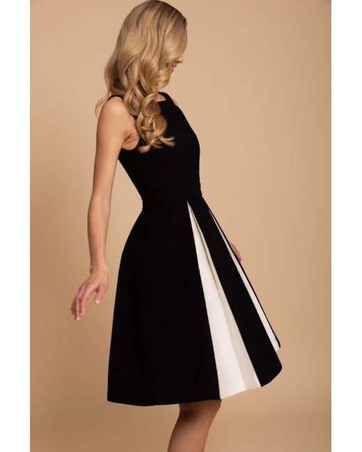 Santinni Black 'Poise' Wool Dress With Silk Taffeta