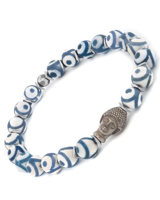 Ebru Jewelry Blue Buddha Spirit Nepal Bead Bracelet for men