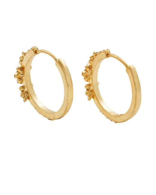 Fable England Metallic Floral Wreath Necklace & Floral Wreath Hoop Earrings Set