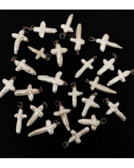 Mickey's Girl Metallic Pearl Cross Waterproof Necklace