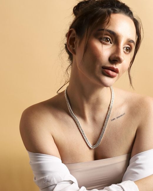 Lila Rasa White Herringbone Chain Long 22"