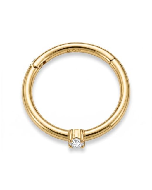 Zahav Jewelry Metallic 14K Solid Natural Diamond Clicker Hoop