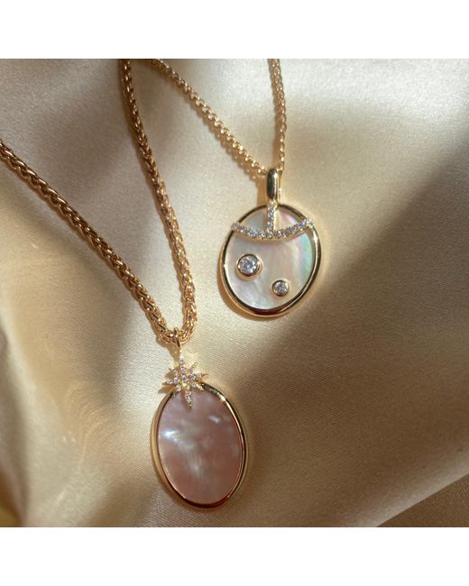 Leeada Jewelry Metallic Fortuna Pendant Necklace Pearl