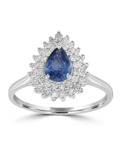 Artisan Blue Statement Ring With Pear-Cut Sapphire & Diamond