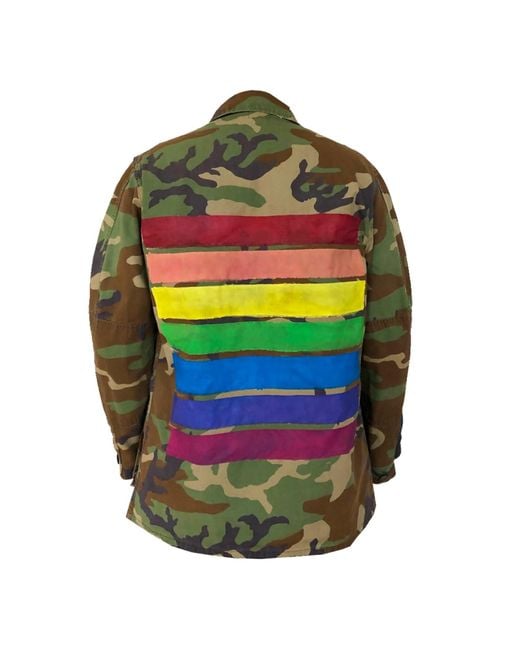 Quillattire Green Camouflage Pride Stripes Military Jacket for men