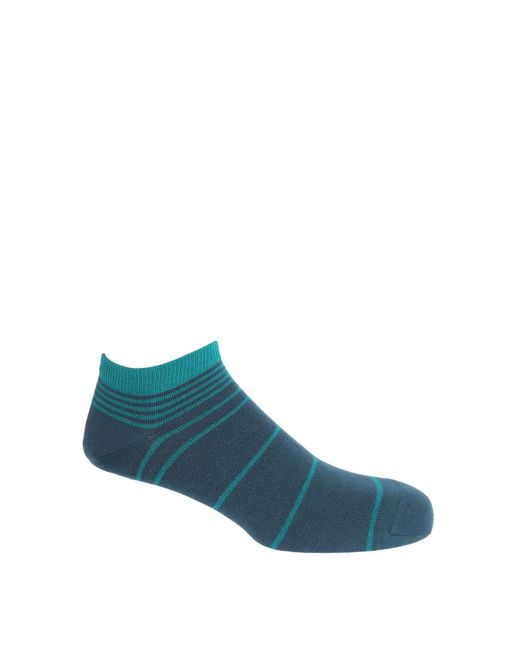Peper Harow - Made in England Blue Retro Stripe Trainer Socks – for men