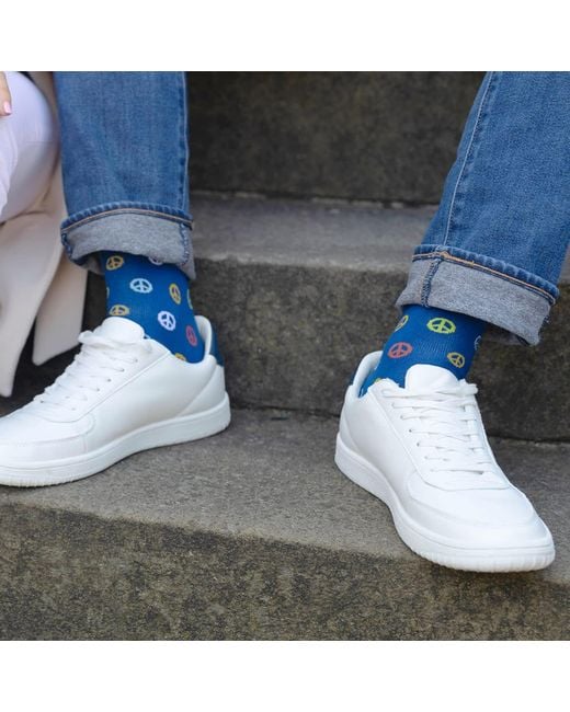 Peper Harow - Made in England Blue Peace Luxury Crew & Trainer Socks Bundle for men