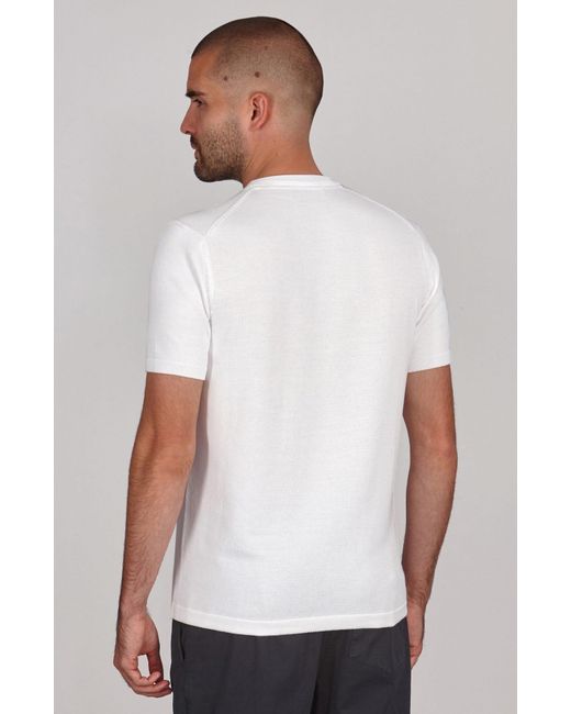 Paul James Knitwear White Midweight Julius Cotton Knitted T-Shirt for men
