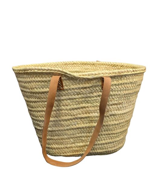 Berber Leather Metallic Neutrals The Safi Large Rattan Beach Tote Bag