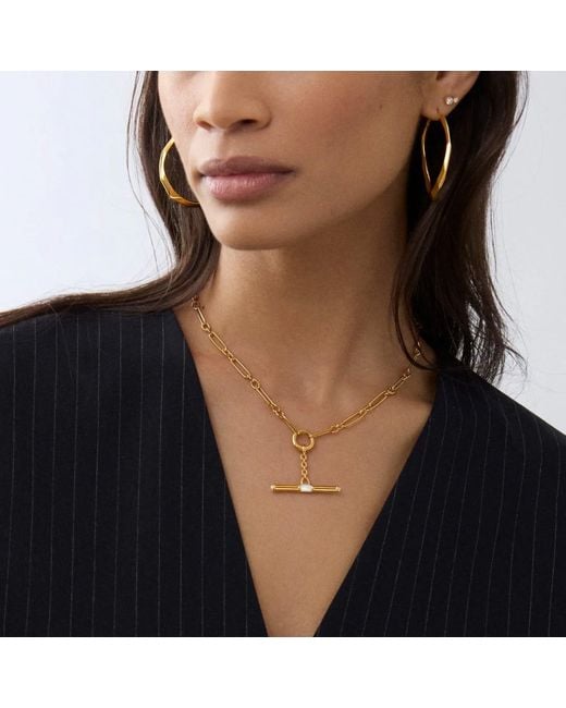 Dinny Hall Metallic Mother Of Pearl T-Bar Necklace