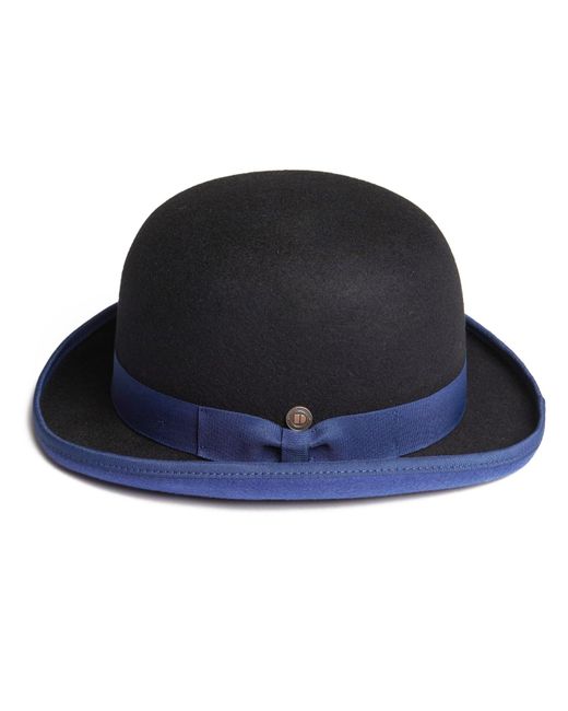 Dasmarca Hats Blue Brooke Wool Felt Bowler Derby Hat for men