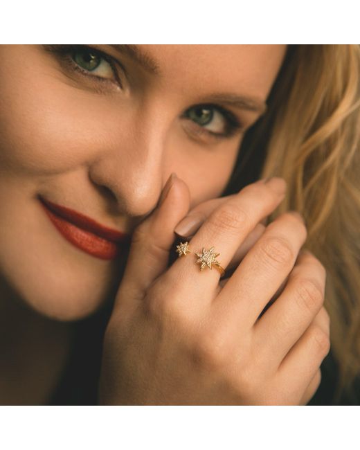 Luna Charles Metallic Astrid Double Star Ring