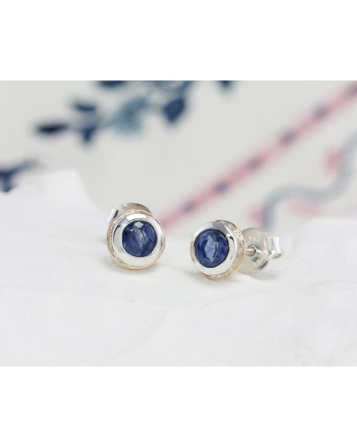 Isla Silver Blue Handmade Sterling Sapphire Stud Earrings
