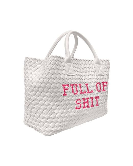 Lilly Loves White Vegan Full Of Shit Woven Handbag