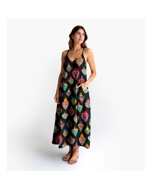 Aloha From Deer Mexican Hearts Maxi Dress in Black | Lyst