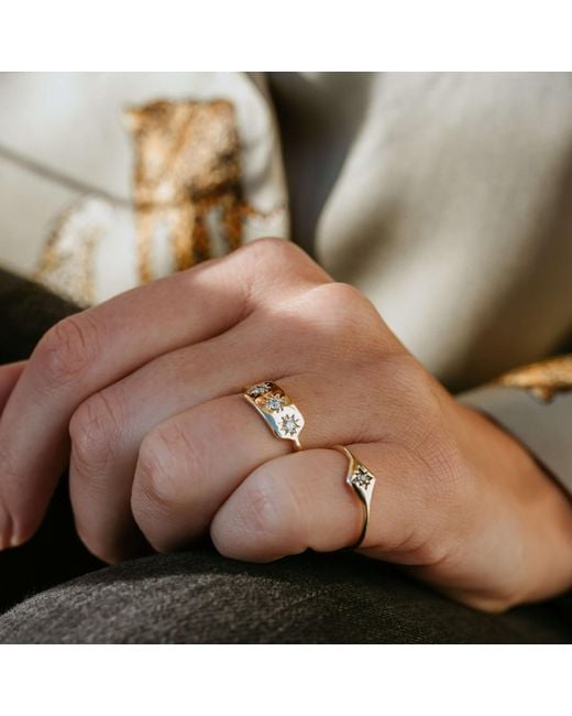 Zohreh Natural Diamond Starburst Ring 9K